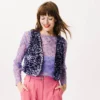 GILET ALI SEQUINS LILAS