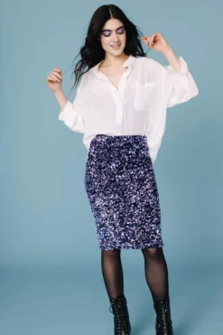 JUPE SARITA SEQUINS LILAS