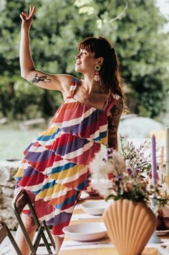 ROBE LISE RAYURES MULTI