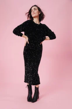 JUPE SARAH SEQUINS NOIR