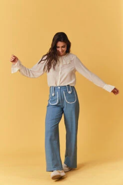 Pantalon Felipe -Citron Style Promos Boutique large pantalon felipe carreaux bleus