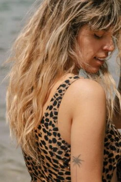 MAILLOT 1 PIECE BEACH LEOPARD -Citron Style Promos Boutique mat hemon 3151